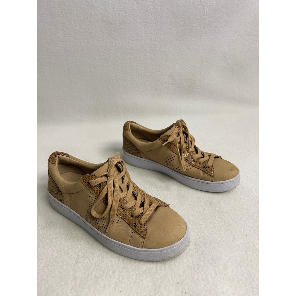 Casual Comfort Vionic Womens 6 Tan Honey Snakeskin Perforated Lace Up Sneakers